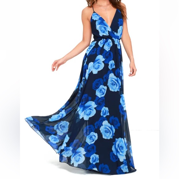 Lulus Dresses & Skirts - Lulu’s Only in Dreams Navy Blue Floral Print Maxi Dress